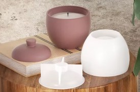 Molde silicona porta vela conico con tapa